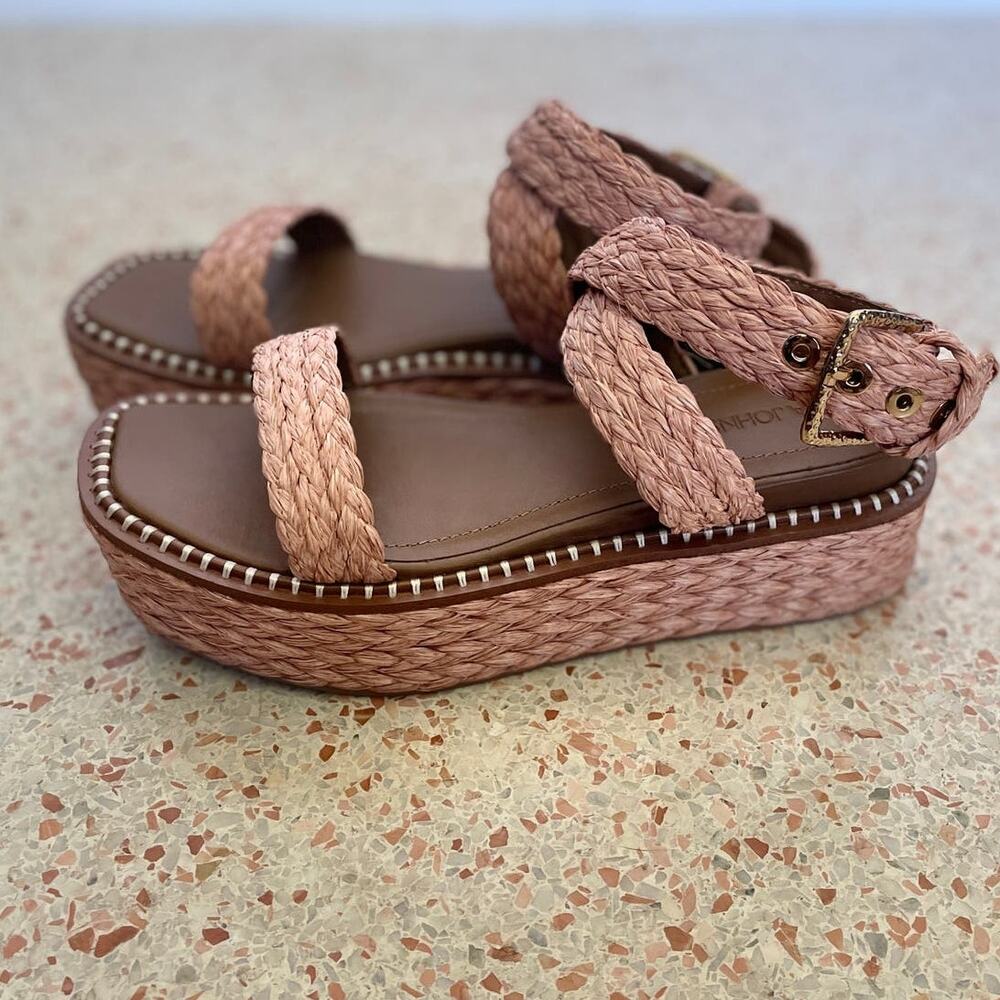 Ulla Johnson Gemma Woven Raffia Espadrille Sandals - Blush - Size 9.5